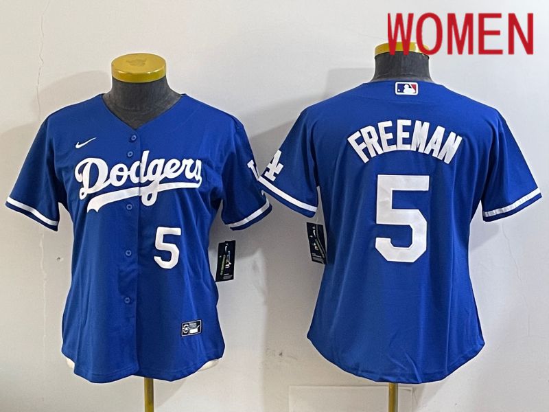Women Los Angeles Dodgers #5 Freeman Blue Game 2024 Nike MLB Jersey style 11206->women mlb jersey->Women Jersey